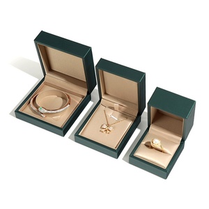 PU Leather Jewelry Packaging <b>Box</b> Dark Green Ring Necklace Bracelet <b>Earring</b> Pendant Case Custom Luxury Jewelry <b>Box</b> - Product Image 4
