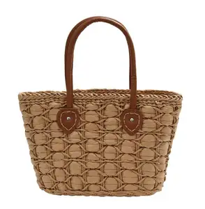 2024 Alibaba factory spring fashion seaside straw handbags tote bag, new design female large holiday leisure straw bag fast ship