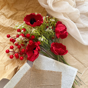Ramos de Navidad Artificiales de 30cm-100cm, Flores de Seda PE de Alta Simulación para Decoración del Hogar - Product Image 2