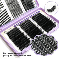 Cils individuels à greffer soi-même avec logo personnalisé, 30D40D60D80D100D, cils segmentés en grappe avec pointes et cils inférieurs