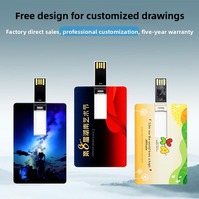 Card USB Flash Drives Wholesale Custom-Made Color-Printed Plastic USB 2.0 High-Speed 4GB-64GB Business Cards School Promotional