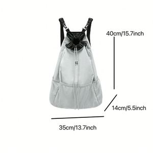 Mochila Unisex Mini de Nailon y Poliéster, Ecológica, con Cordón, Impermeable, Diseño Geométrico, 20-37L, Respaldo con Curva Fisiológica - Product Image 2