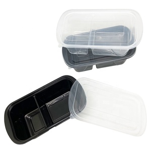 Tableware 1000ml 2 Compartments Plastic Lunch Box Disposable Food Container