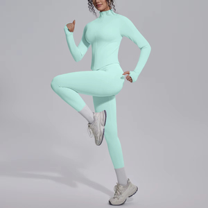 YIAN Nouveaux ensembles de sport pour femmes à manches longues, ensembles de gym respirants et très élastiques, ensembles de yoga Pilates, vêtements pour femmes - Product Image 4