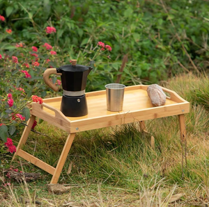 Detachable <b>Foldable</b> Bamboo Lap Tray <b>Table</b> Portable Outdoor Picnic <b>Camping</b> Breakfast Serving Tray Wholesale - Product Image 4