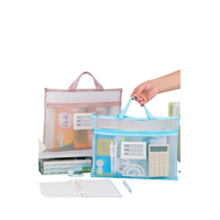 Bolsa de Documentos Reciclable Personalizada en Oferta, Bolsa Transparente con Cierre de Malla, para Oficina, Escuela, Archivos, Papel, con Asa, Colores Personalizados