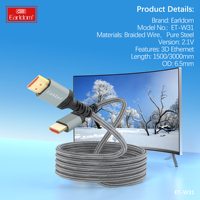 EARLDOM Hochwertiges 8K HD-Kabel 48 Gbit/s Speed Audio Video Kabel Full HD 1080P für Kamera/DV und DVD-Player Twisted Pair