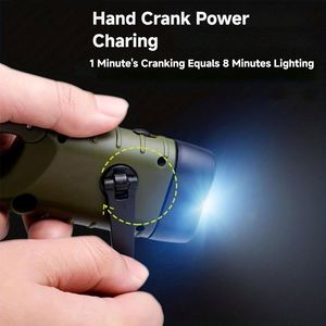 Multi-Function Solar Hand Crank Rechargeable <b>LED</b> <b>Flashlight</b> Camping Power Bank Emergency Outdoor <b>Flashlights</b> Torches - Product Image 3
