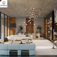 Canapés de salon modernes de haute qualité, meubles de luxe Foshan, canapé modulaire long et grand en velours orange, luxe