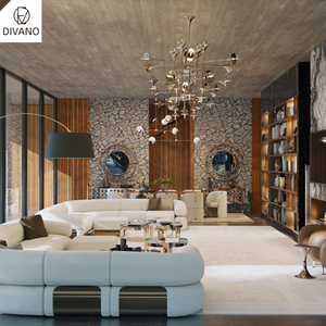 Set <span class=keywords><strong>Sofa</strong></span> kualitas tinggi Modern ruang tamu Foshan furnitur mewah Set <span class=keywords><strong>Sofa</strong></span> Modular panjang besar beludru oranye mewah - Product Image 2