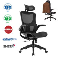 Chaise de bureau ergonomique OEM ODM pivotante à roulettes pour ordinateur, avec appui-tête 2D, accoudoirs relevables et porte-manteau