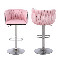 Tabourets de bar hauts de cuisine meubles de maison de luxe base en or velours rose moderne pas cher tabouret de bar chaise haute tabouret de bar en velours