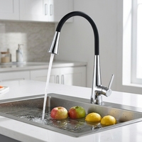 Robinet de cuisine universel multicolore en acier inoxydable 304 à poignée unique pour eau froide et chaude