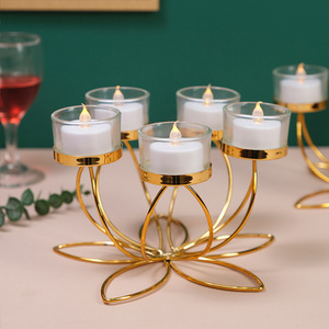 Stile nordico colore <span class=keywords><strong>oro</strong></span> metallo loto a forma di candelabro Art candelabro centrotavola per la decorazione della casa festa di nozze <span class=keywords><strong>portacandele</strong></span> - Product Image 5