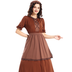 XJ TThe pioneer porte un costume brun foncé, se déguisant en nounou avec des bordures en dentelle - Product Image 4