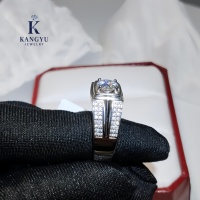 Unisex 925 Sterling Silber Hip-Hop-Stil Cluster Moissanit-Ring - Runder Brillantschliff 1CT3CT Statement-Ring mit Seitenakzenten für Hochzeiten
