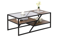 Table d'appoint en verre trempé à 3 niveaux Table centrale rectangulaire pour le salon Table basse moderne