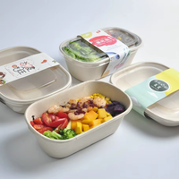 SenAng05 Assiette Rectangulaire Biodégradable Blanche en Pulpe de Bagasse pour Repas à Emporter, Boîte à Déjeuner avec Couvercle 850ml – Idéale pour Hamburger