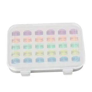 Plastic Sewing Machine Bobbins with Storage Case for Brother Janome Singer Elna Sewing Machine, Transparent, 30 Pieces