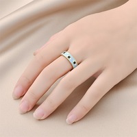 Edelstahl-Ring mit Bösem-Auge-Motiv, buntes Emaille-Muster, vergoldet, breiter Ring, modischer Ring, sofort lieferbar, Großhandelsschmuck