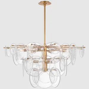 Hot Sales Modern European Style Glass Pendant Light Lamp Ceiling Decorative Nordic Brass Chandelier