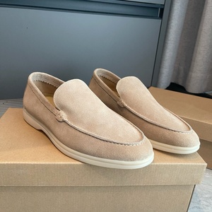Mocassins en daim pour homme Loro Luxury Piana, imperméables, marron, bout rond, chaussures de conduite décontractées, semelle en cuir confortable - Product Image 3