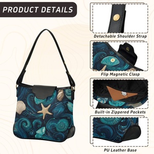 Essentials Custom Logo Polyester Ladies <b>Small</b> <b>Purses</b> Shoulder Bag Shell Design Hobo Handbag Women Crossbody Handbags - Product Image 3