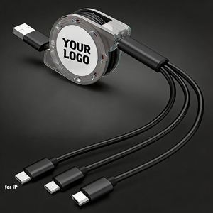 Promo Gift Manufacturer Wholesale 1M Retractable Portable Custom Logo <b>USB</b> <b>Charging</b> <b>Cable</b> 3-in-1 for Android Mobile Phone <b>Cable</b> - Product Image 1