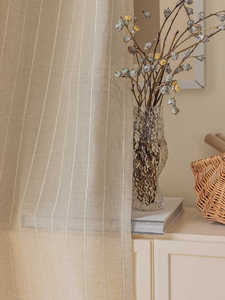Rideau en <span class=keywords><strong>tulle</strong></span> tissé blanc beige, style moderne, translucide, occultant, imperméable, écologique, en lin, coton et élasthanne pour - Product Image 2