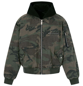 <span class=keywords><strong>Felpa</strong></span> con Cappuccio da <span class=keywords><strong>Uomo</strong></span> Oversize Vintage Stile Cargo con Zip, Logo Personalizzato, Effetto Sbiadito e Camouflage - Product Image 1