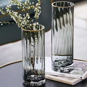 Jarrón de cristal nórdico Ins Simple pintado en gris, Color primario transparente para arreglos florales para sala de estar, flor hidropónica de Lirio - Product Image 2