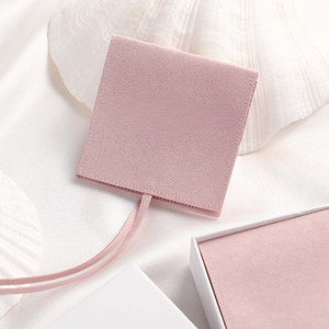 Customized Size 8x8cm Pink Custom Logo Suede Microfiber Jewelry Gift Packaging Pouch - Product Image 1