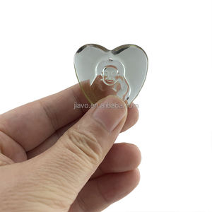 透明ハート型ネックレスガラス仏像ペンダント箱入り施釉ペンダント - Product Image 3