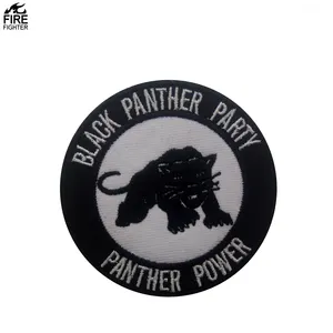 Pantera negra Partido Pantera Poder Animal Gato Preto Tecido Bordado Tático Rodada Sew-on Patch Para Tático Outdoor Saco Camisa