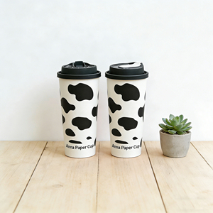 Gobelet en carton blanc double couche personnalisé, épais et anti-brûlure, avec couvercle, jetable, pour boissons chaudes, idéal pour les cafés et salons de thé - Product Image 3