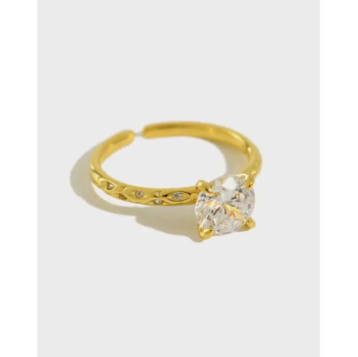 925 स्टर्लिंग चांदी की अंगूठी के लिए Minimalist दौर हीरे की अंगूठी ठीक गहने महिला सगाई की अंगूठी चांदी 18K सोने