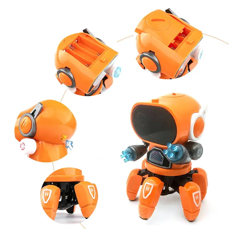 Global Funhood juguete de los niños de seis-Robot de piernas araña Robot con luz y música del Dobi inteligente sin Control de voz RC robot Robi R1