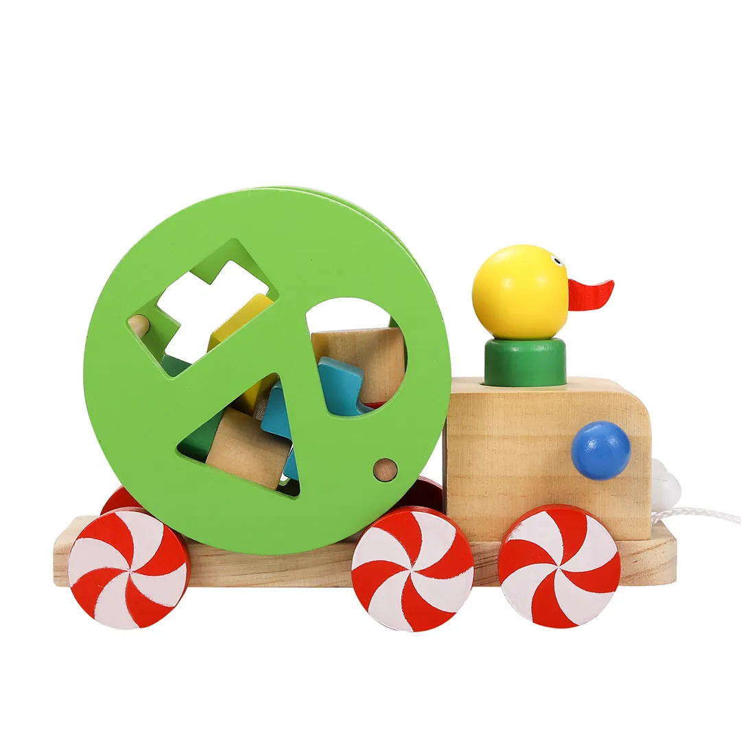 Educational Toys Educational Wooden Children Animal Fun Car Dragging Toys For Toddler