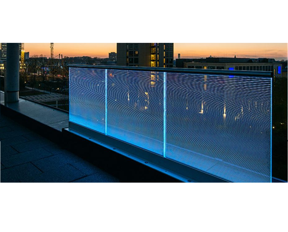 LED Glass railing handrail aluminum Fantastic design frame less tempered glass balcony railing