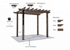 Iwhwpc — faisceau de poids pour Pergola pavillon, 180x80mm, en treillis et portes d'extérieur, solide et en bois traité à pression - Product Image 3