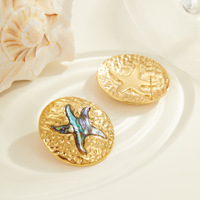 Boucles d'oreilles de mode de luxe léger électroplaquées en acier inoxydable, motif étoile de mer et coquilles d'ormeau, style européen-américain transfrontalier, pour le bureau et la carrière