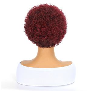 Perruque <span class=keywords><strong>courte</strong></span> bouclée en cheveux humains UMS Wholesales - Perruque afro bouclée à explosion avec dentelle frontale 13x1, coupe elfe - Product Image 2