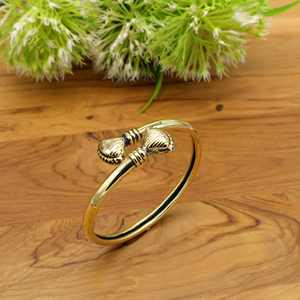 Golden Shell Knot Bangle Vintage Style Nautical <b>Bracelet</b> | Adjustable <b>Boho</b> Sea Inspired Gift for Women - Product Image 1