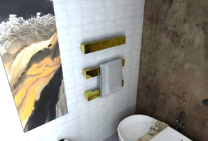 Scaldasalviette <span class=keywords><strong>da</strong></span> Bagno Nascosto in Ottone Spazzolato PVD, Montaggio a Parete, Impermeabile IP44, Elettrico - Product Image 3