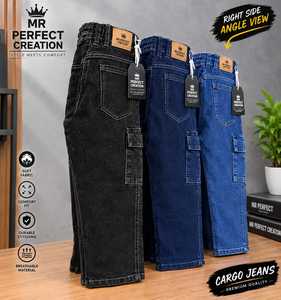 Pantalones Cargo de Mezclilla Tejida para Hombre con Diseño Moderno, Pantalones Casuales Elegantes con Múltiples Bolsillos para Uso Diario - Product Image 1