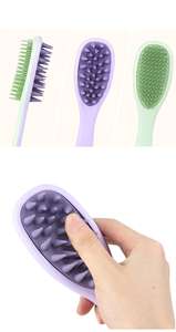 Doble cara relaja el cuero cabelludo y alivia la fatiga champú de silicona masajeador de cabello de cuero cabelludo alisador de cabello húmedo y seco peine masajeador - Product Image 2