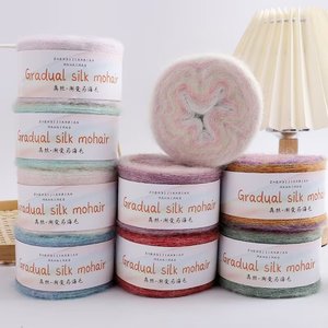 Dimuni progressif <span class=keywords><strong>soie</strong></span> arc-en-ciel hiver Cardigan tricot <span class=keywords><strong>Mohair</strong></span> fil mélangé gâteau Crochet fil à tricoter fil fantaisie - Product Image 1