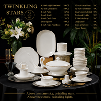 Service de table 52 pièces en porcelaine fine blanche de luxe, gaufré, durable, résistant au lave-vaisselle et à la chaleur, pour la maison et l'hôtellerie