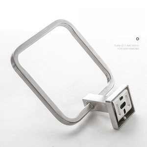 Stainless Steel Wall-Mounted Towel Hook Brushed Finish Adjustable <b>Bathroom</b> <b>Accessory</b> Minimalist Design Single Bar Fixed Holder - Product Image 2