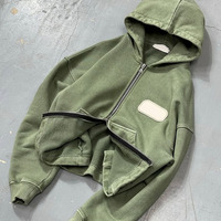 Ensemble de vêtements de sport avec logo personnalisé Sweat à capuche à fermeture éclair et pantalon de sport Ensemble de sweat à capuche unisexe Acid Wash Sweatpants Cropped Heavyweight